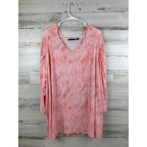 Halogen womens plus 3x long sleeve soft pink blouse new pull over